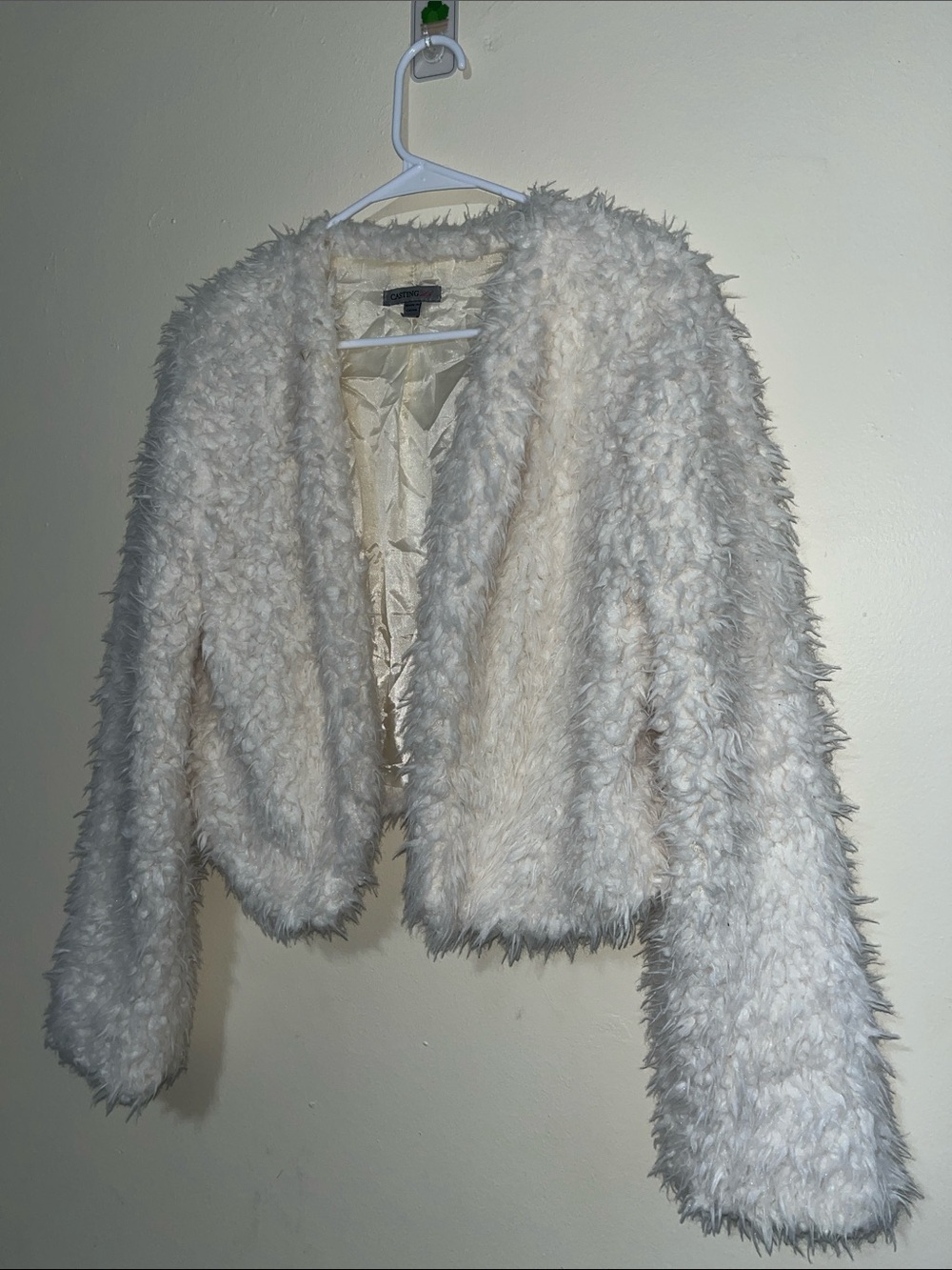 Plush Cropped Teddy Jacket in Cream